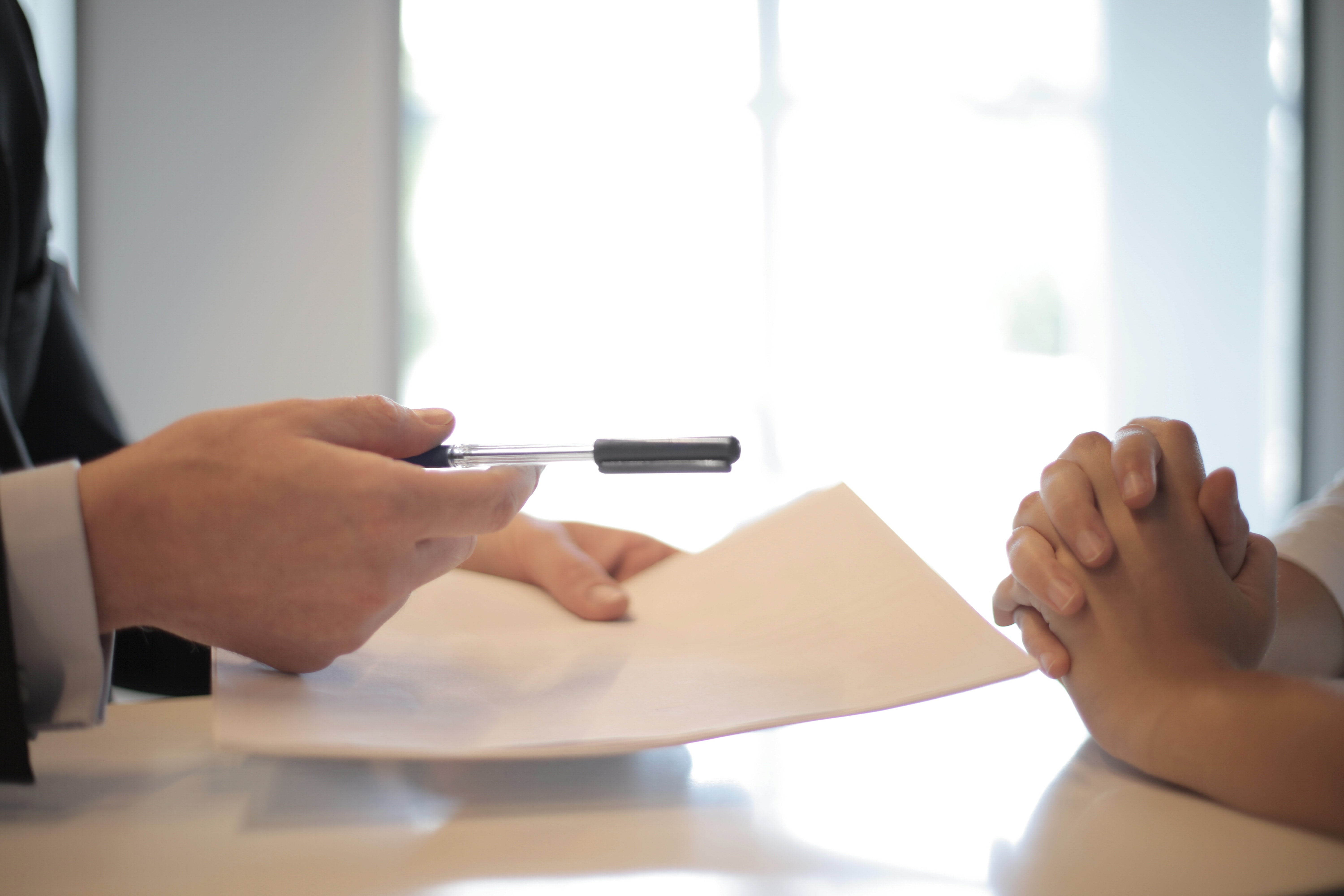 People at a law interview